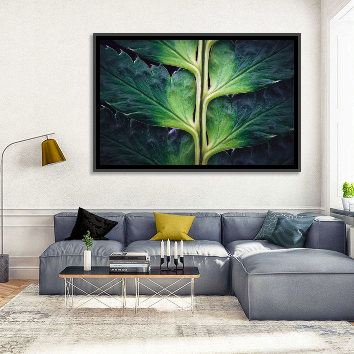 Fern Stem Macro Study Wall Art in a room, landscape