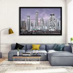 Purple Dusk Futuristic Cityscape Wall Art