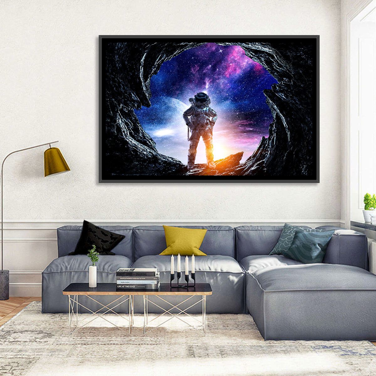 Astronaut at Alien Planet Cave Wall Art