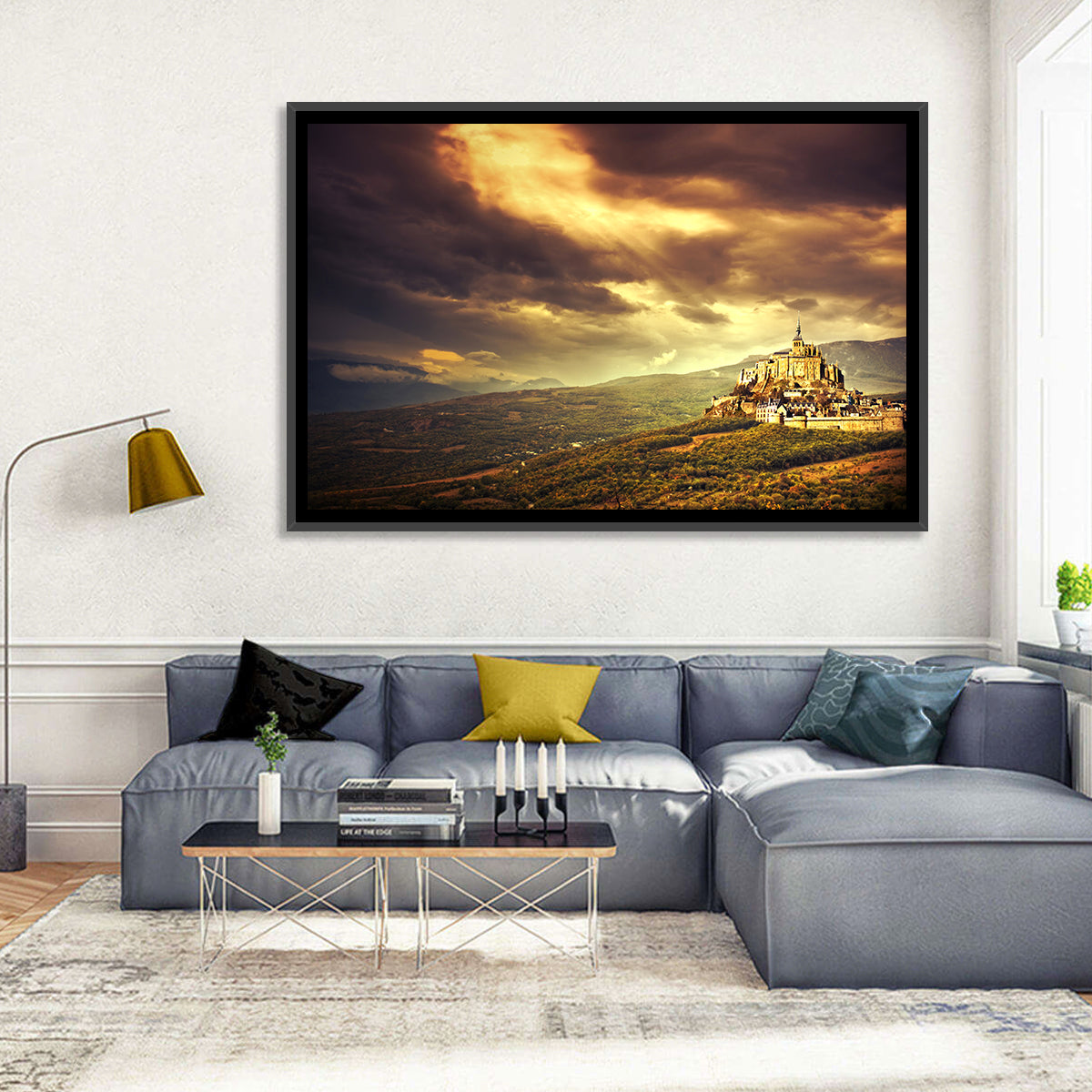 Mont-saint-michel Castle at Dusk Wall Art in a room, landscape