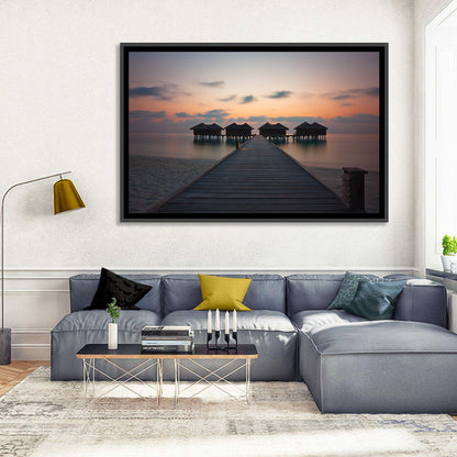 Overwater Bungalows at Sunset Wall Art