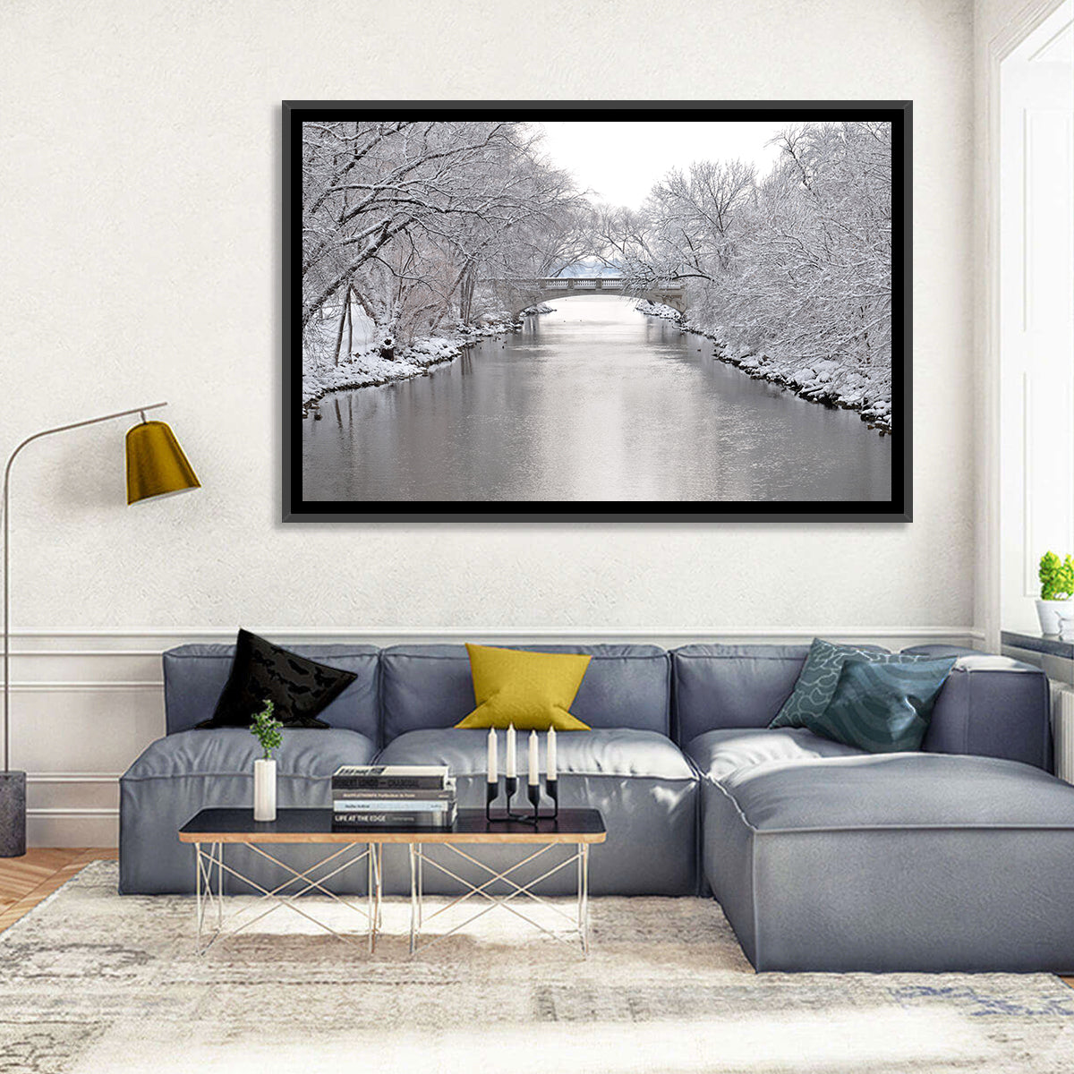 Yahara River Winter Stone Bridge Wall Art