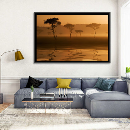 Savanna Sunset Acacia Silhouettes Wall Art