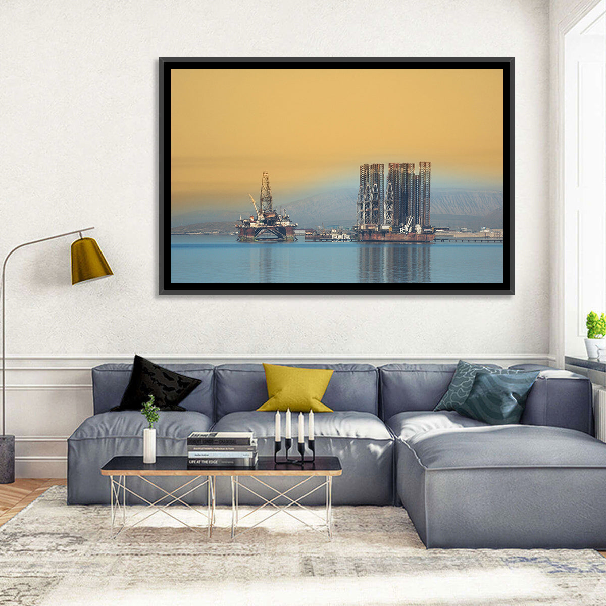 Baku Oil Rigs at Dusk Wall Art