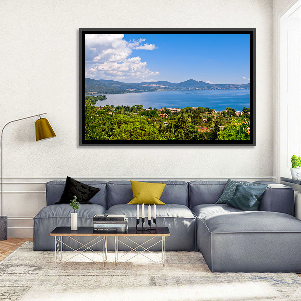 Lake Bracciano View Wall Art in a room, landscape