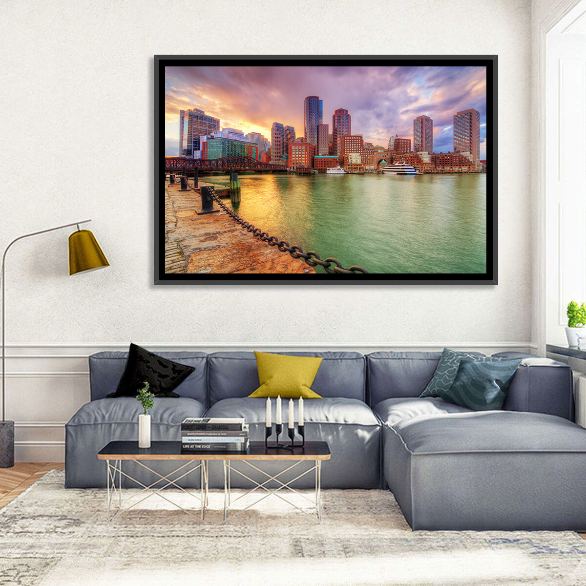 Boston Harbor Skyline at Sunset Wall Art