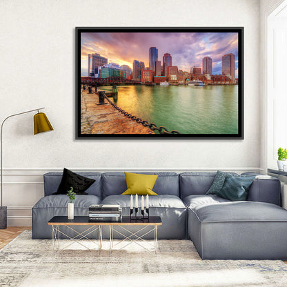 Boston Harbor Skyline at Sunset Wall Art