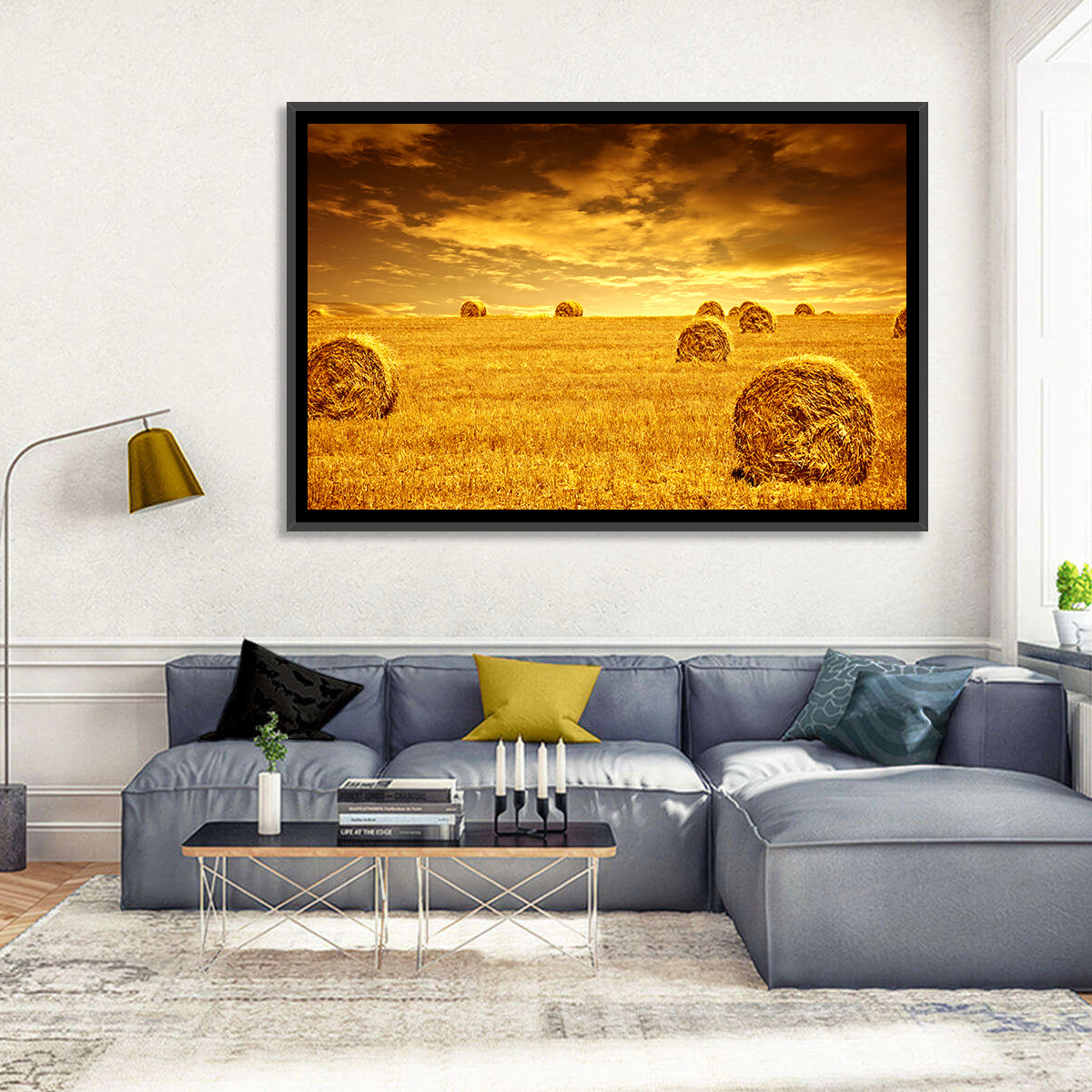 Golden Hour Haystacks Wall Art