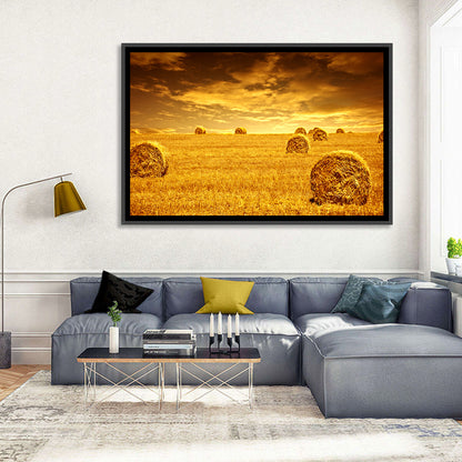 Golden Hour Haystacks Wall Art