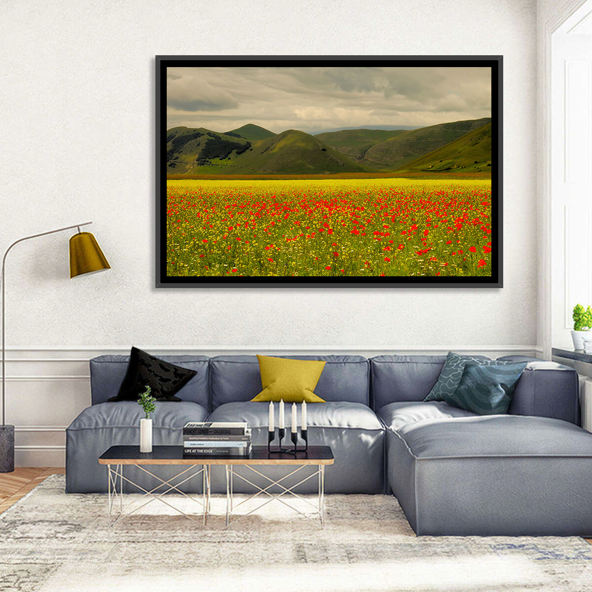 Castelluccio Wildflower Meadow Wall Art in a room, landscape