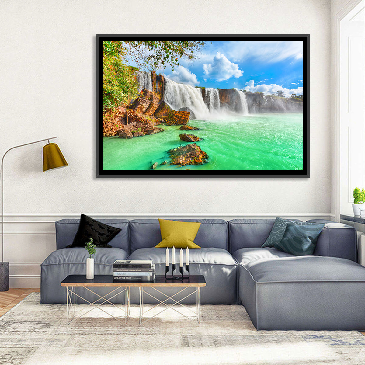 Dray Nur Waterfall Wall Art in a room, landscape