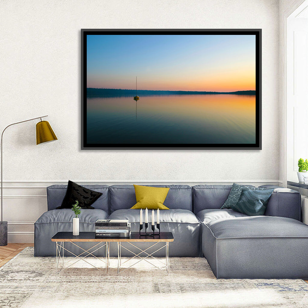 Cyprus Lake Sunset Boat Wall Art