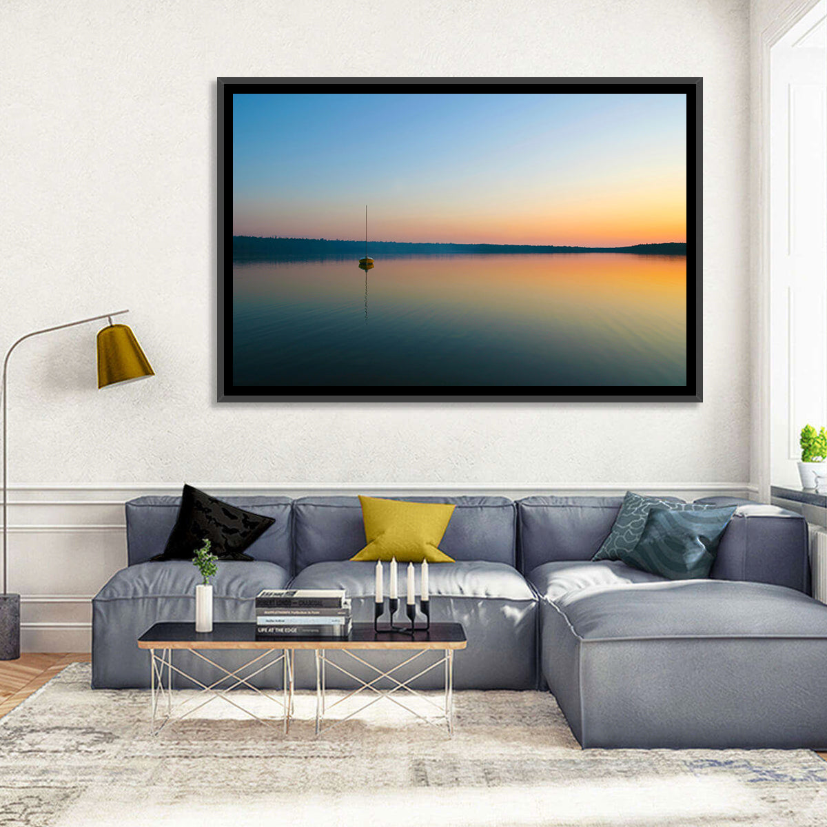 Cyprus Lake Sunset Boat Wall Art