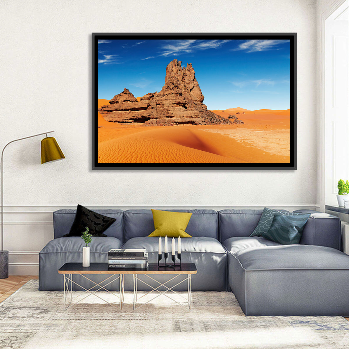 Sahara Rock Formation Landscape Wall Art in a room, landscape