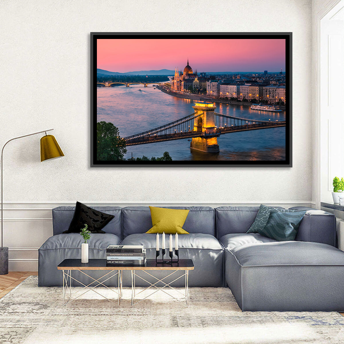 Budapest Chain Bridge at Twilight Wall Art