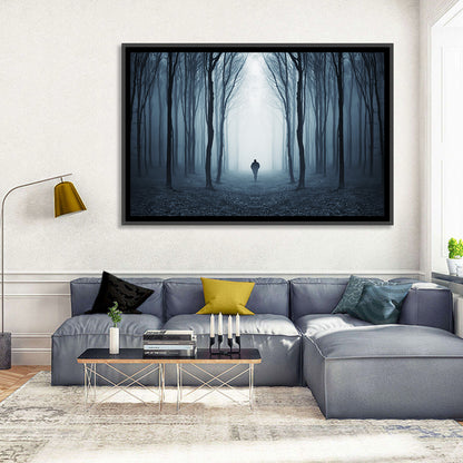 Lone Figure in Misty Forest Wall Art