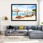 Gili Meno Beach with Thatched Umbrellas Wall Art