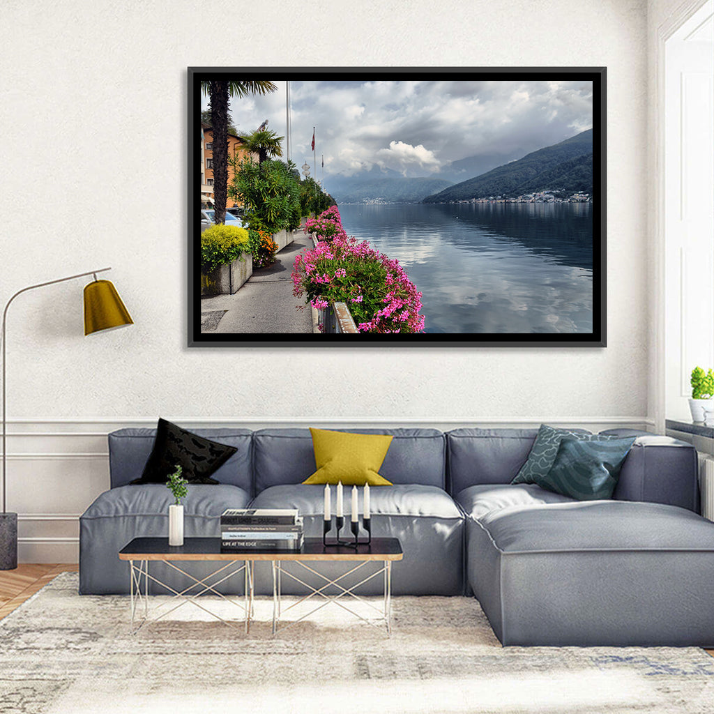 Lake Lugano Floral Walkway Wall Art