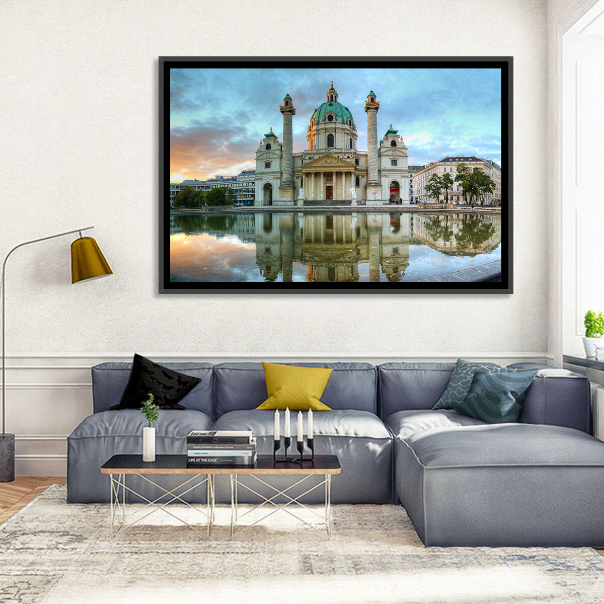 Karlskirche at Golden Hour Wall Art in a room, landscape