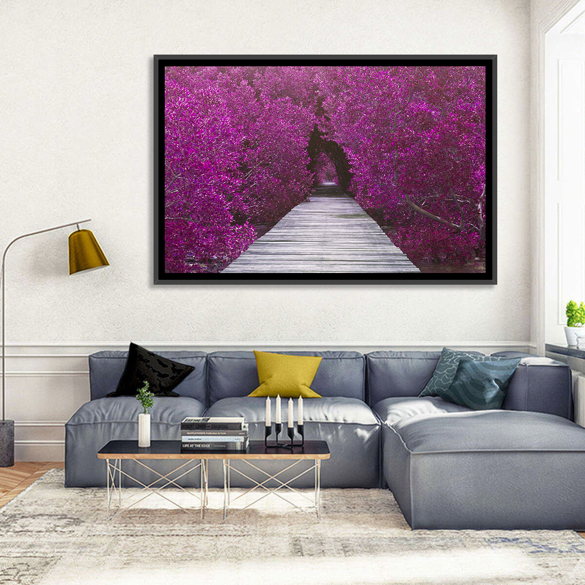 Magenta Mangrove Pathway Wall Art in a room, landscape