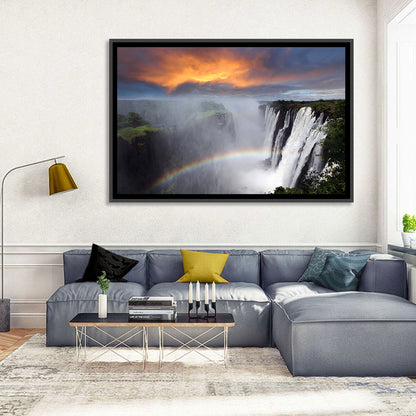 Victoria Falls Rainbow at Dusk Wall Art