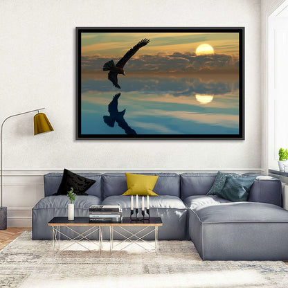 Bald Eagle Sunset Reflection Wall Art