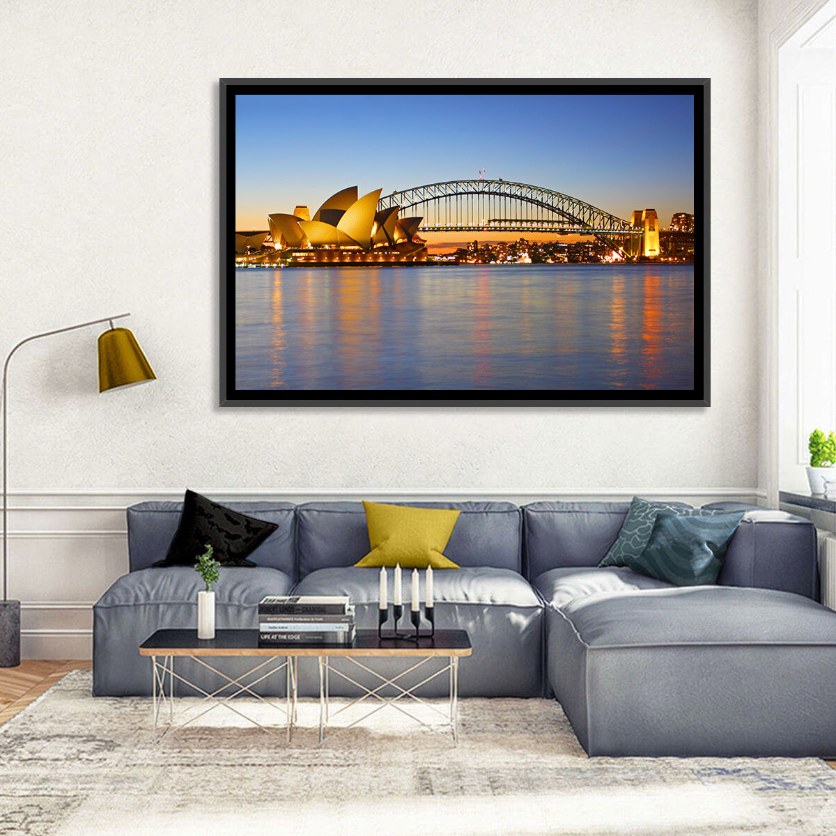 Sydney Harbour Bridge and Opera House Wall Art in a room, landscape