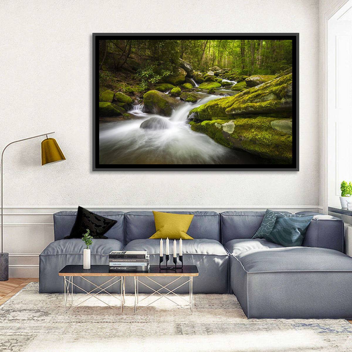 Gatlinburg Park Stream Wall Art in a room, landscape