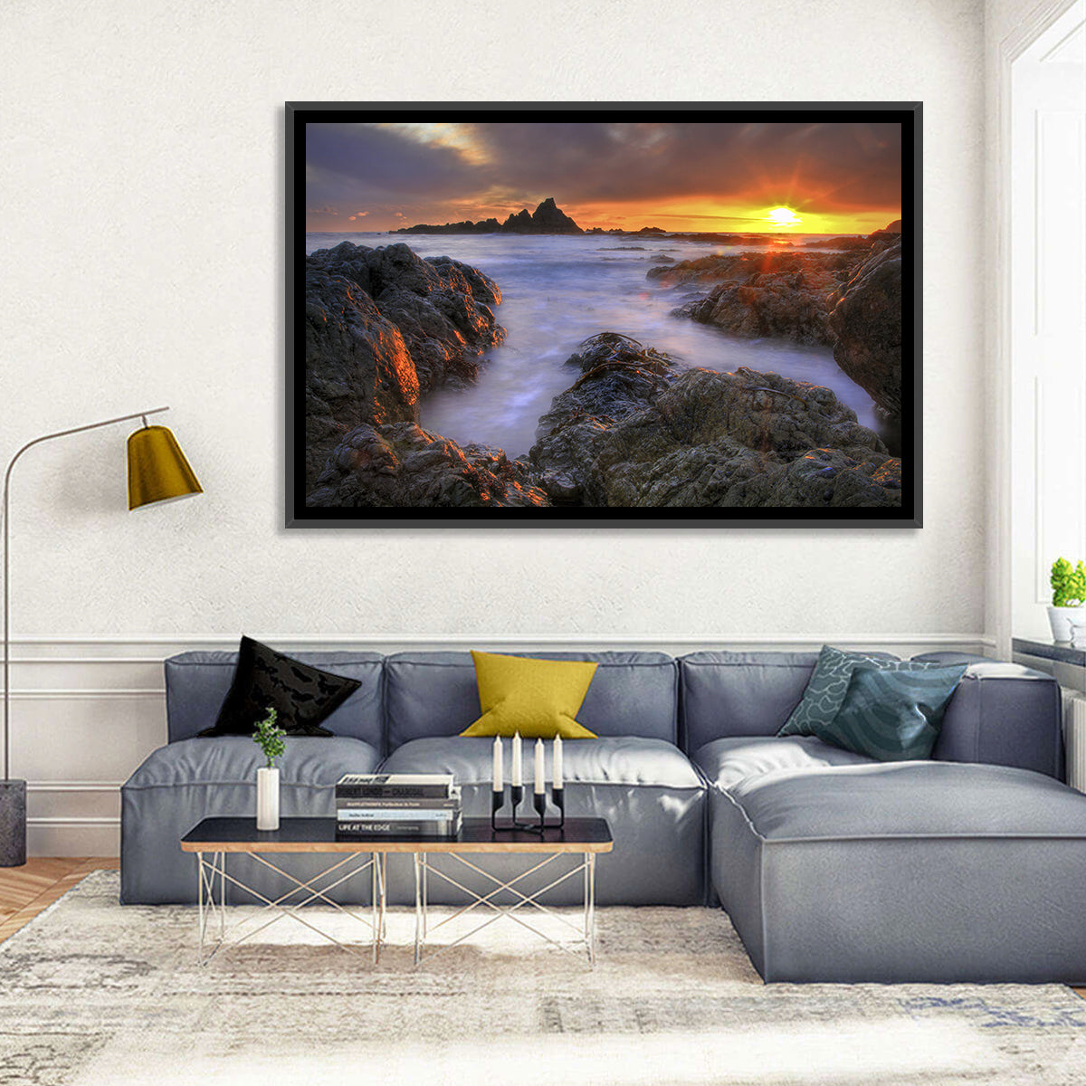 Tramore Rocky Coast Sunset Wall Art