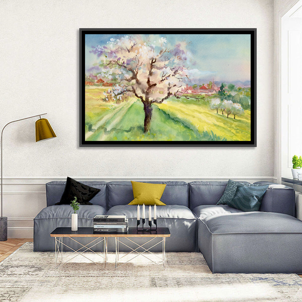 Spring Village Watercolor Wall Art