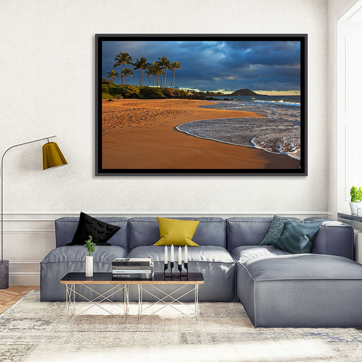 Poolenalena Beach Sunset Wall Art in a room, landscape