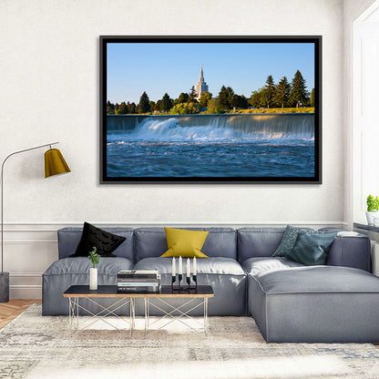 Idaho Falls Temple and Waterfall Wall Art