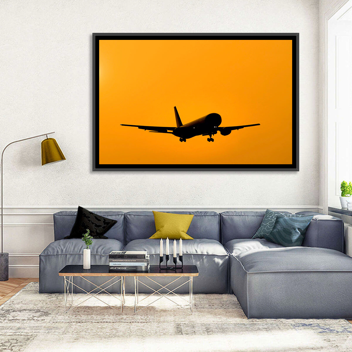 Golden Hour Airliner Silhouette Wall Art