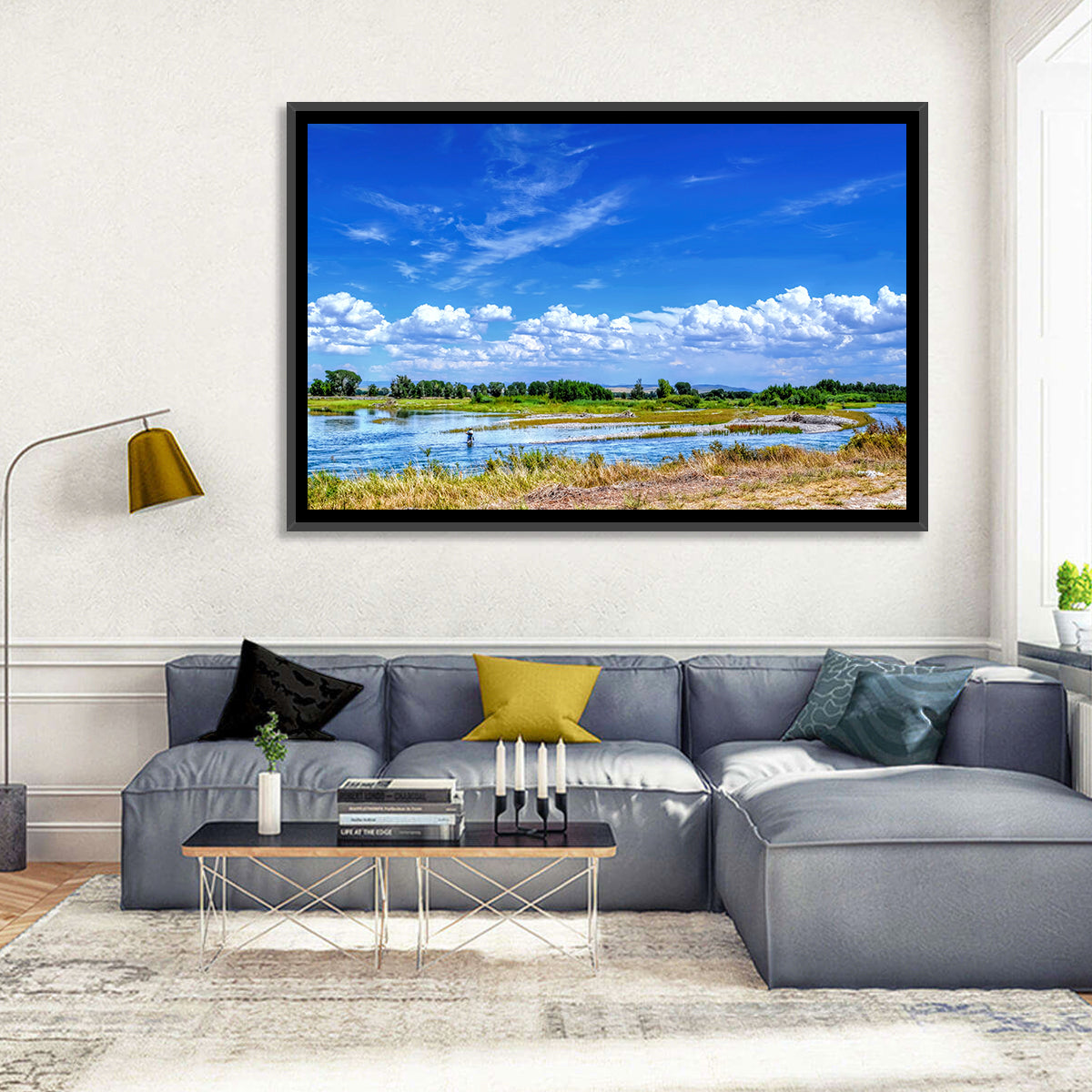 Snake River Fly Fishing, Idaho Wall Art in a room, landscape
