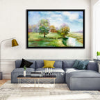 Spring Cottage by the Stream Wall Art