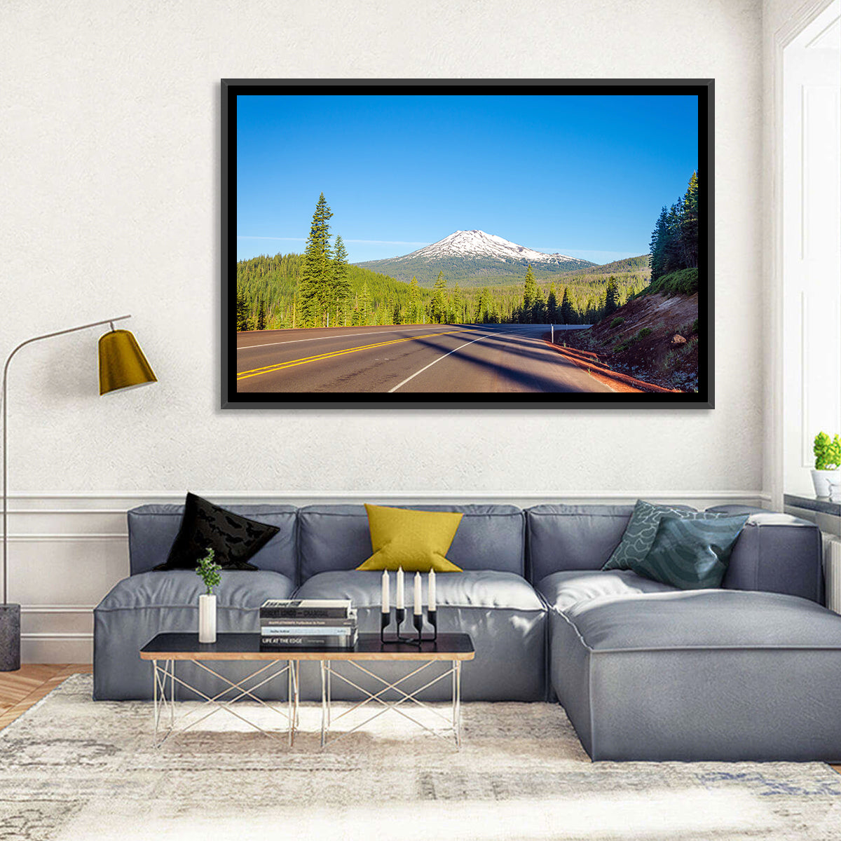 Highway to Mount Bachelor Wall Art in a room, landscape