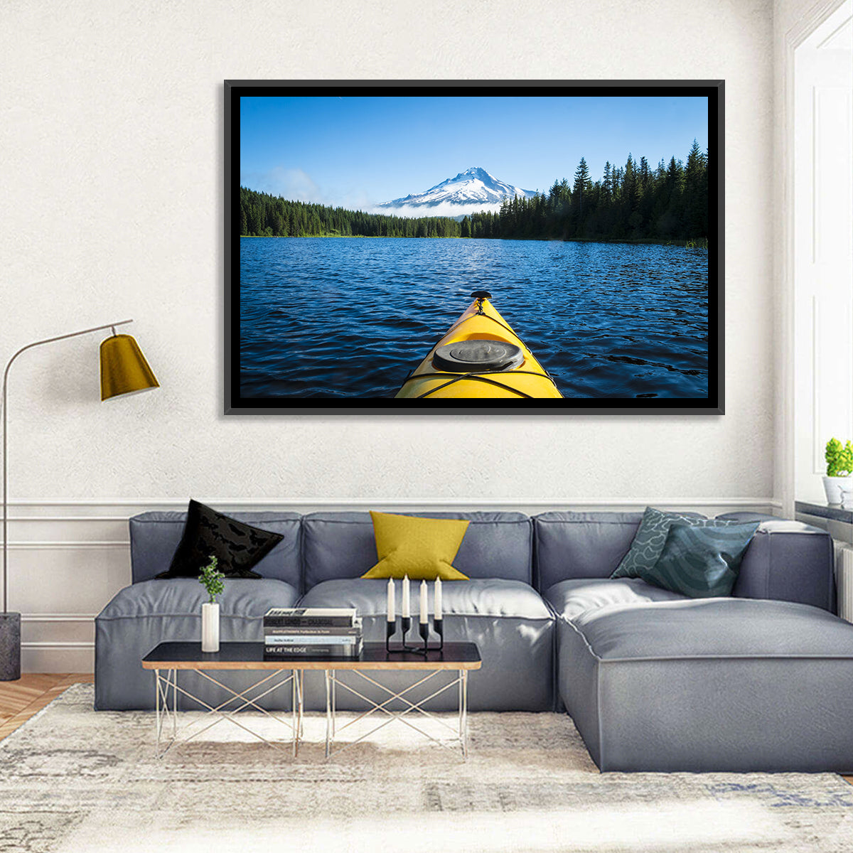 Yellow Kayak at Trillium Lake Wall Art