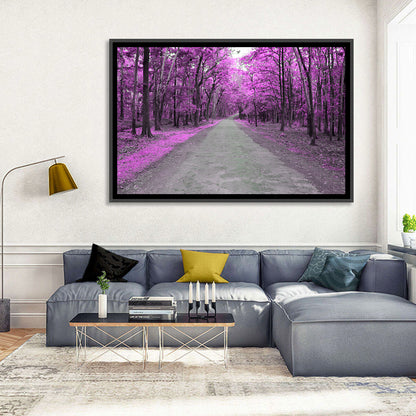 Magenta Autumn Forest Road Wall Art