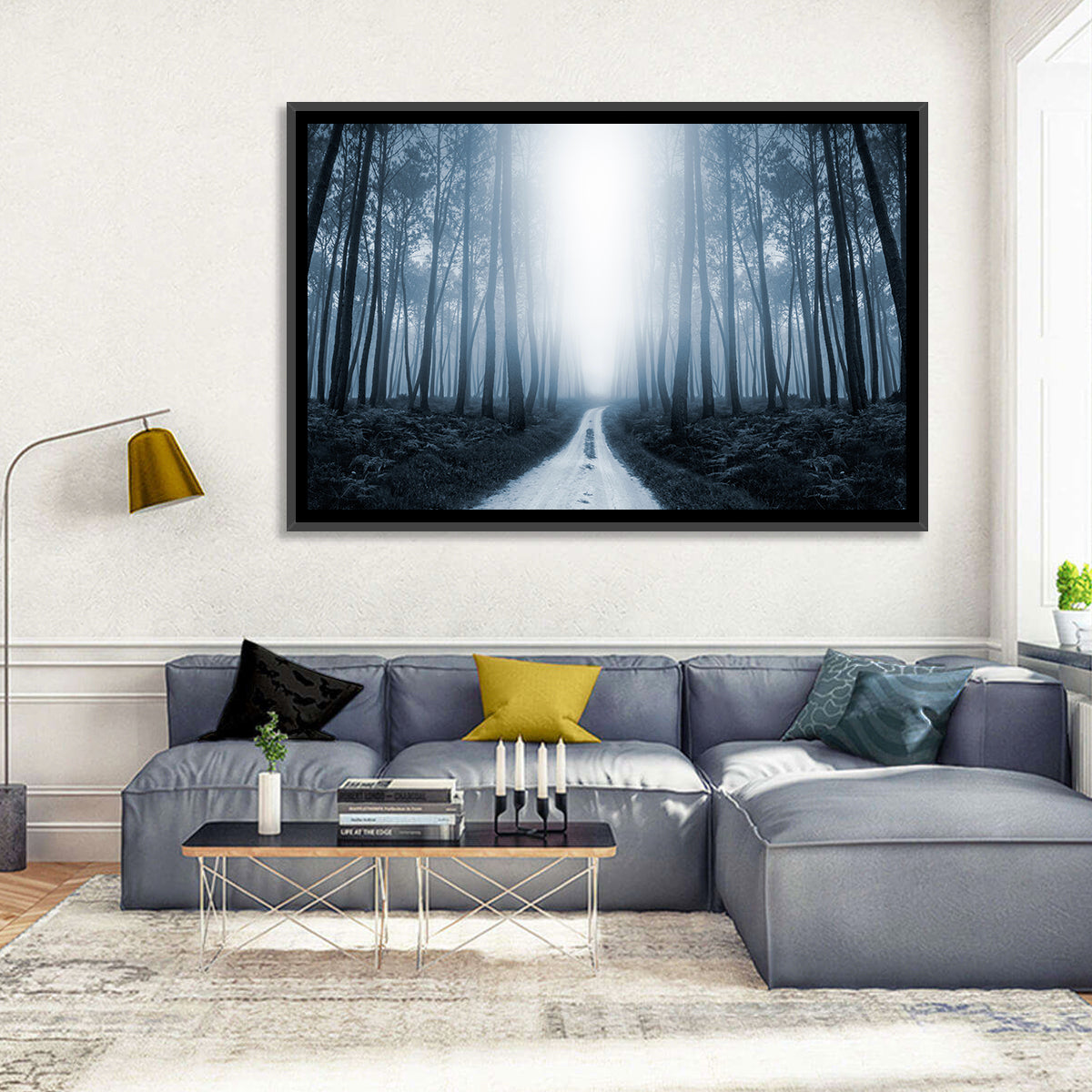 Misty Forest Road at Twilight Wall Art