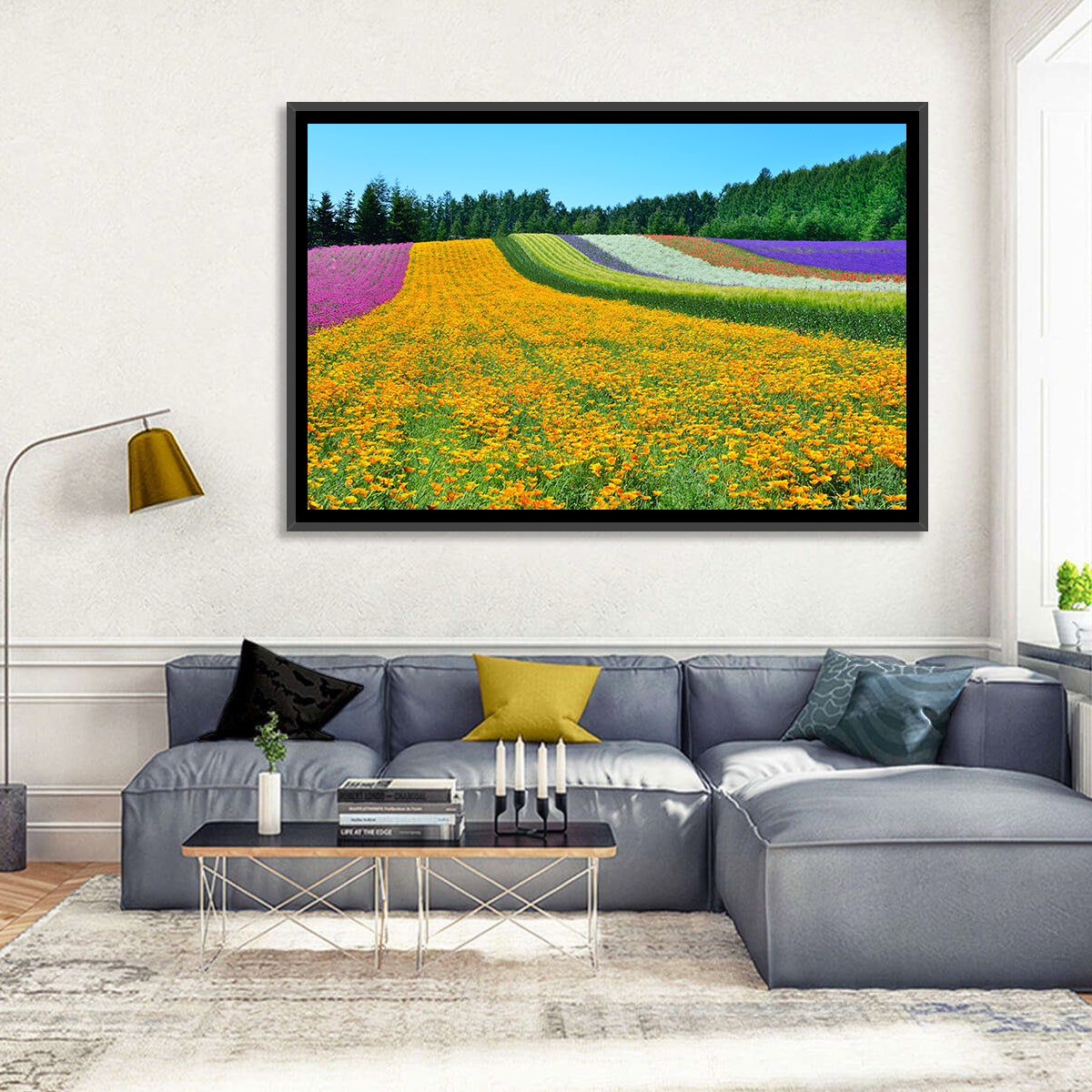 Tomita Flower Fields, Nakafurano Wall Art in a room, landscape