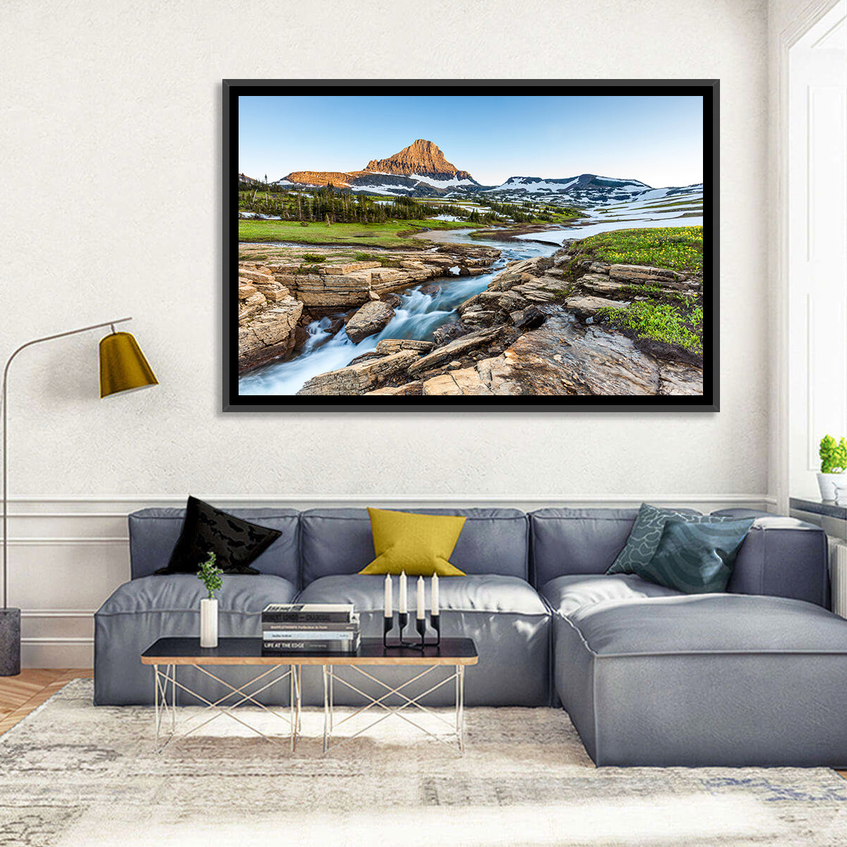 Logan Pass Golden Hour Wall Art in a room, landscape