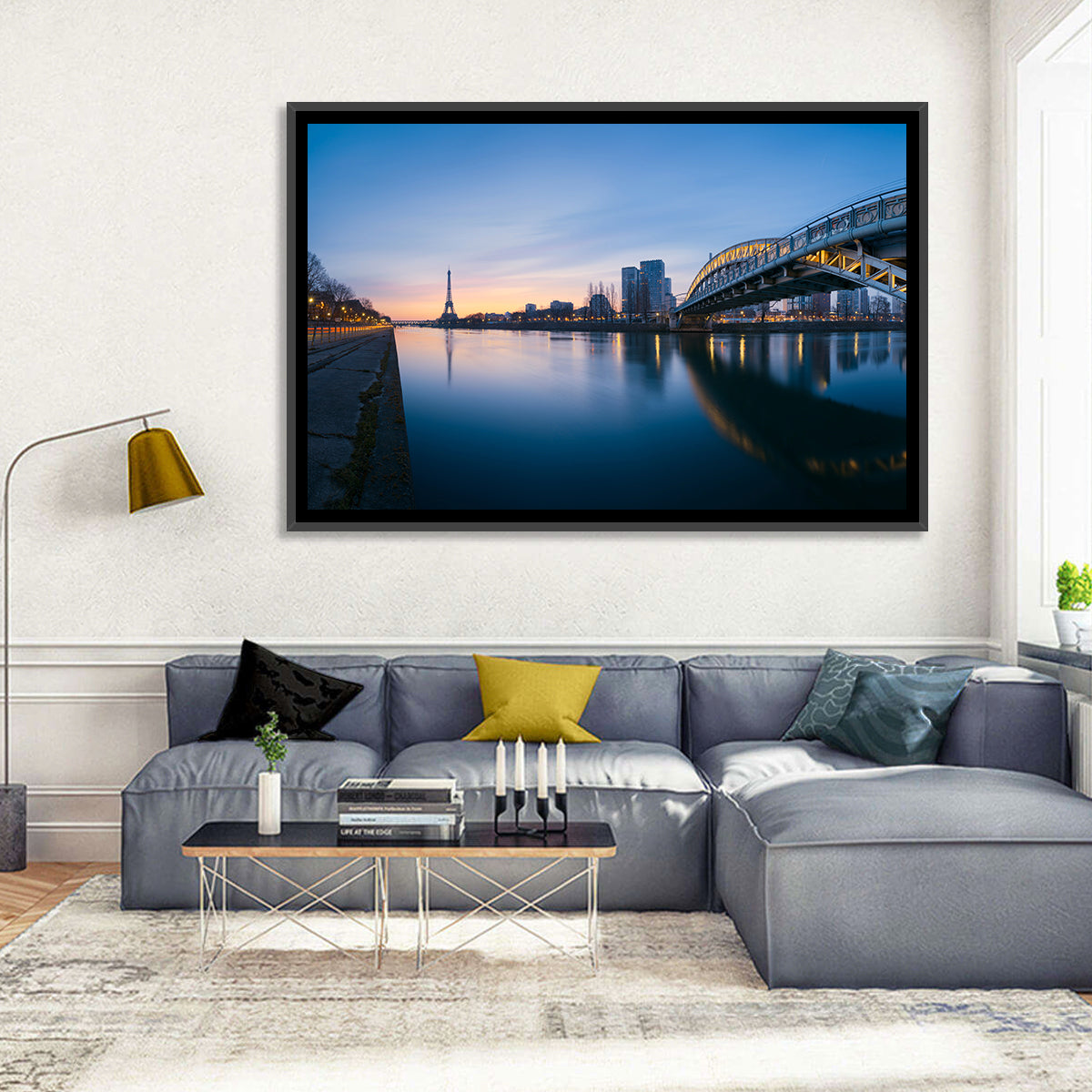 Eiffel Tower Golden Hour Reflection Wall Art