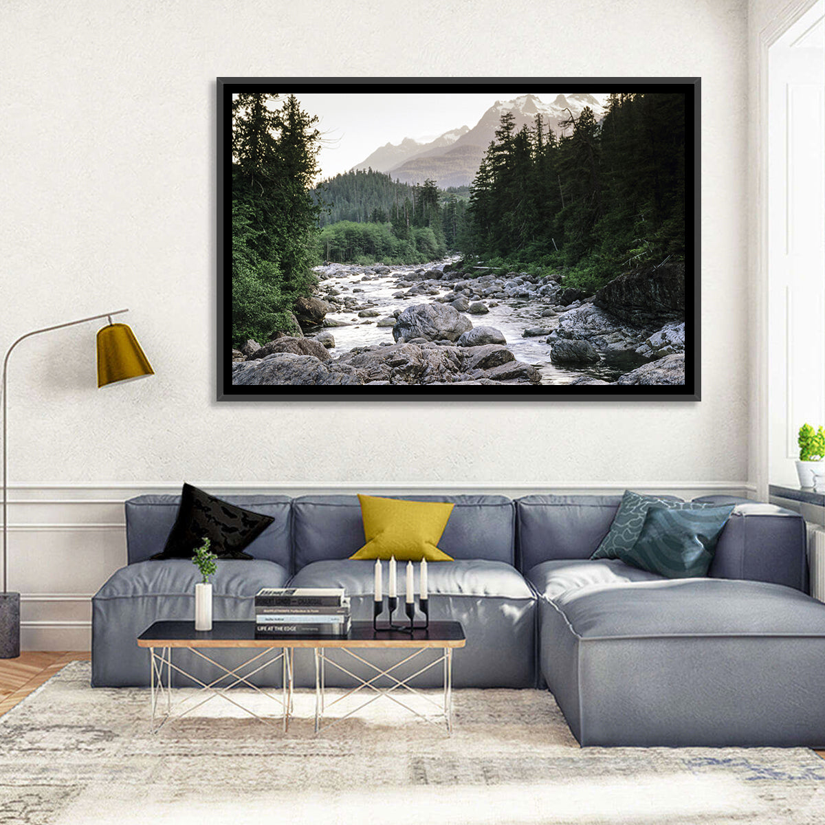 Snake River Mountain View Wall Art in a room, landscape