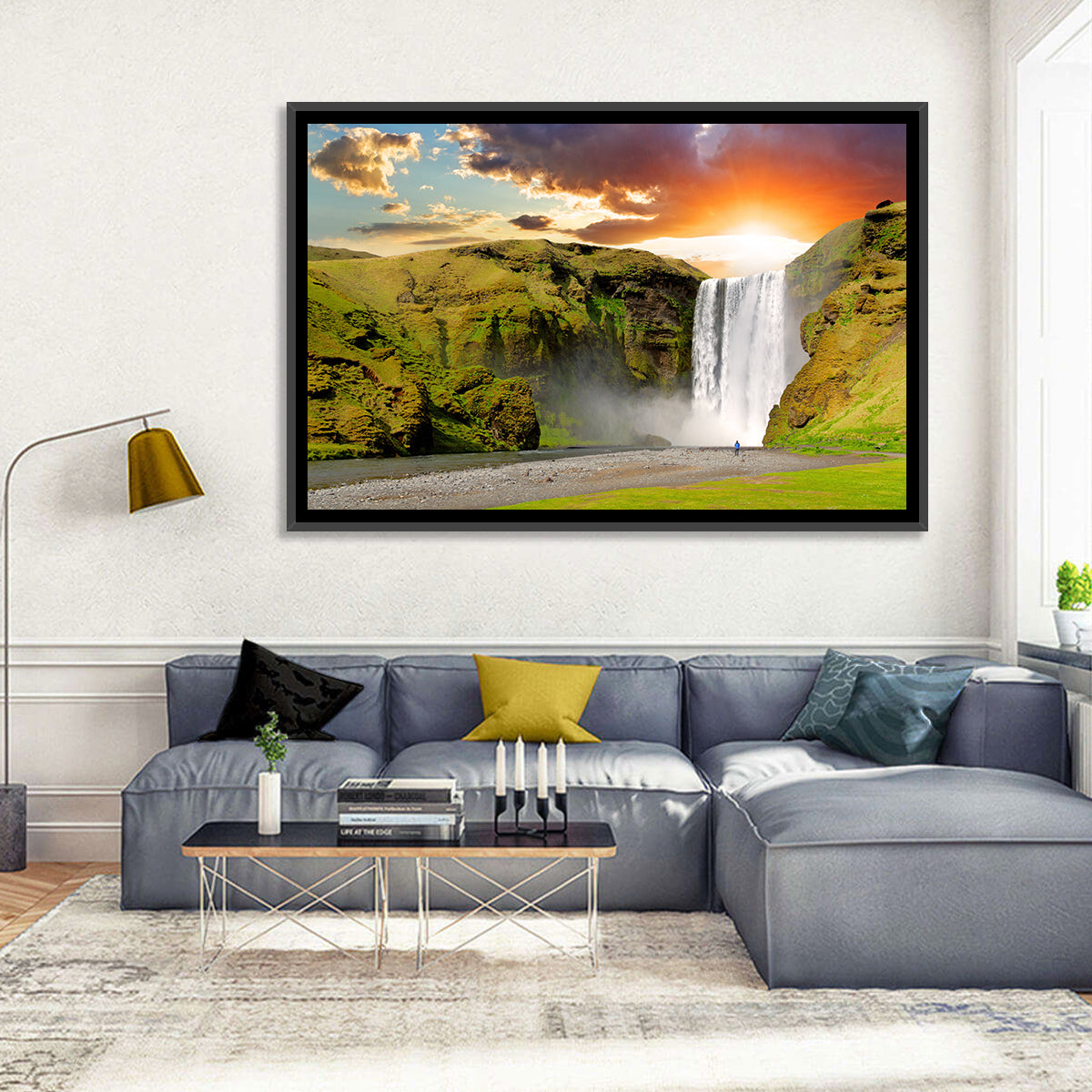 Skógafoss at Sunset Wall Art
