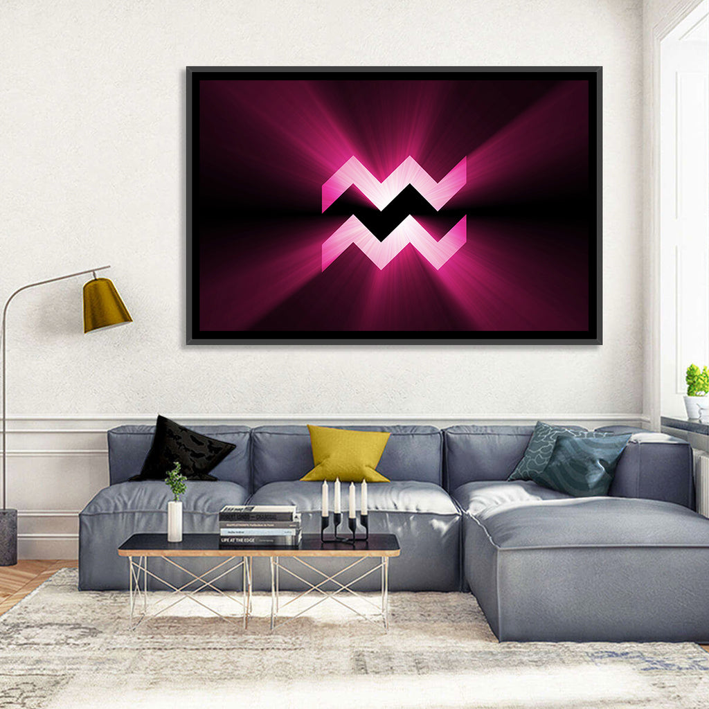 Magenta Aquarius Symbol Wall Art