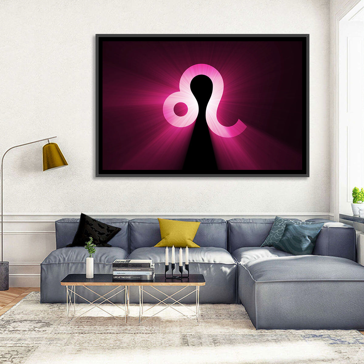 Glowing Magenta Leo Symbol Wall Art
