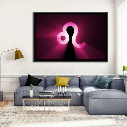 Glowing Magenta Leo Symbol Wall Art