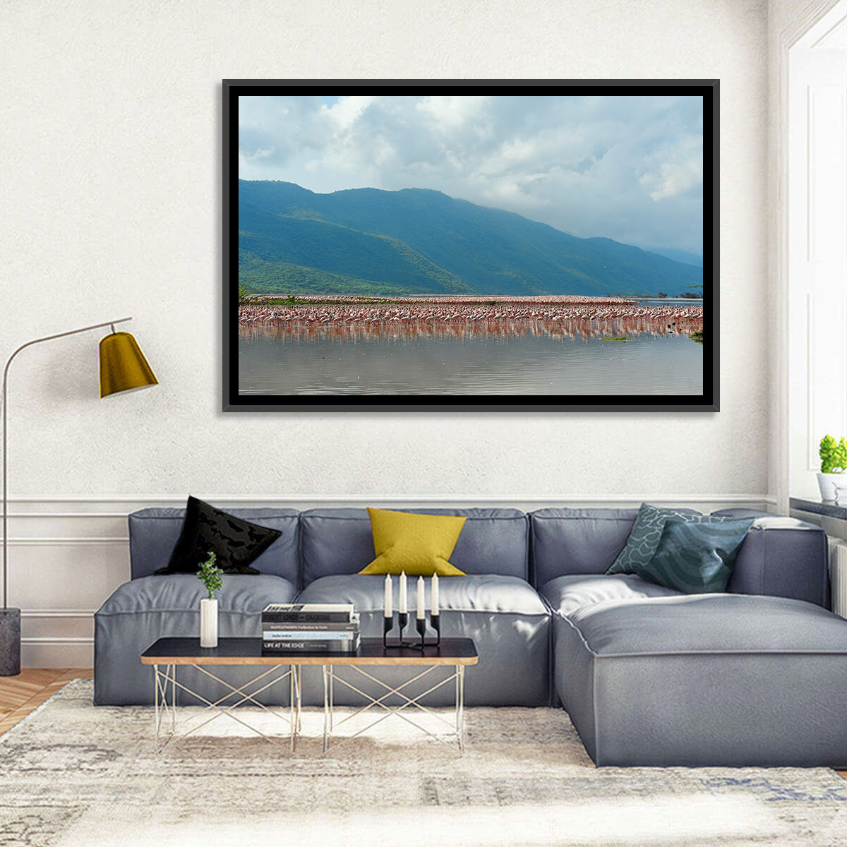 Flock of Flamingos at Lake Bogoria Wall Art