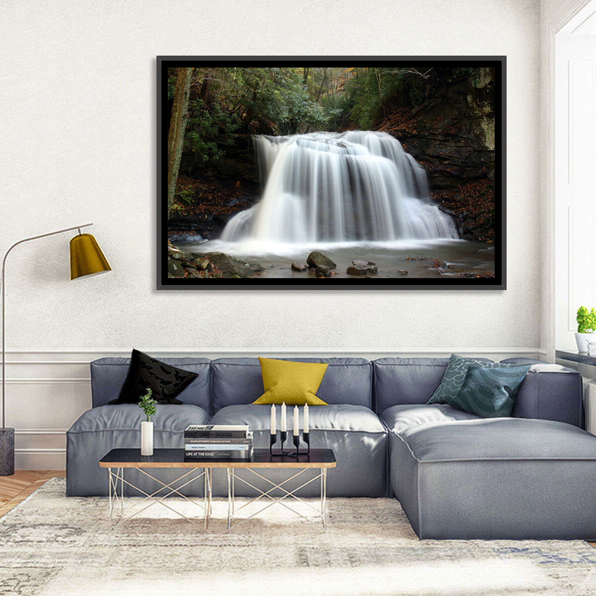 Holly River Autumn Waterfall Wall Art