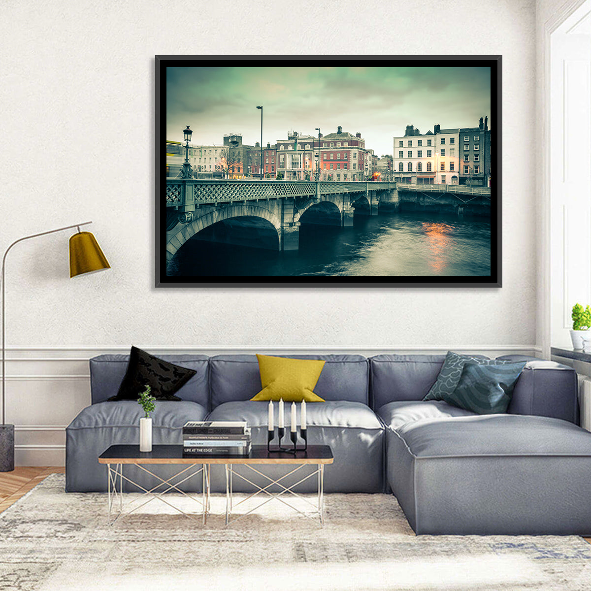 Grattan Bridge Twilight Wall Art in a room, landscape